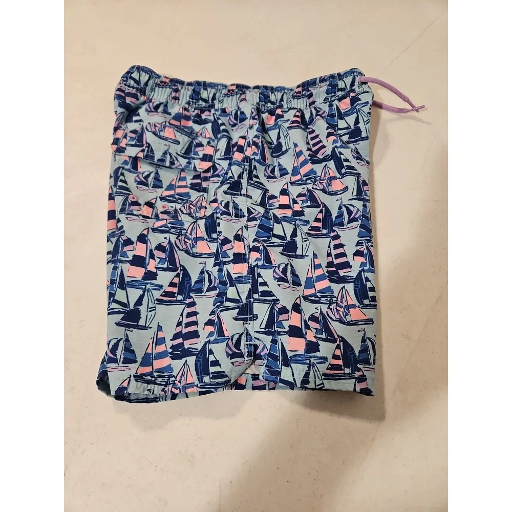 Vineyard Vines Youth sz M Blue Regatta Sailboats Swim Trunks *LINER Cut Out(1883